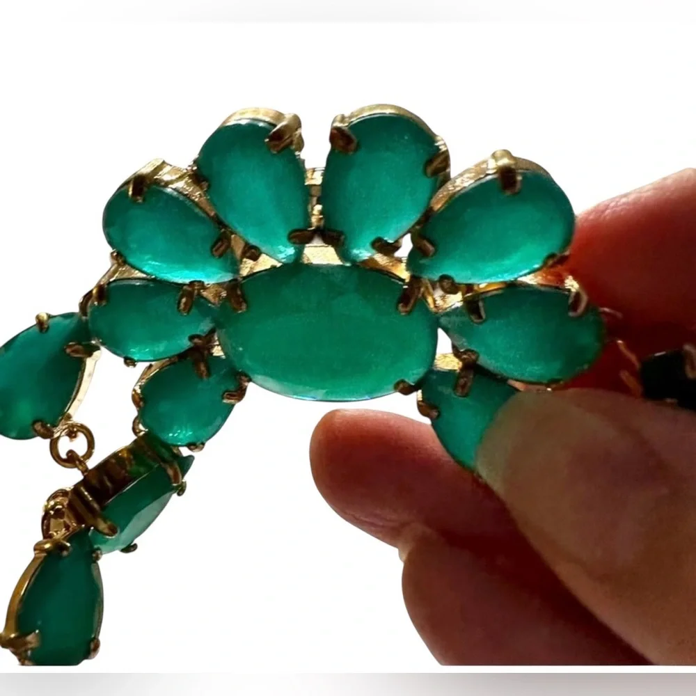 NWT KATE SPADE PLAZA ATHENEE NECKLACE TURQUOISE/EMERALD BIB NECKLACE - Picture 8 of 11